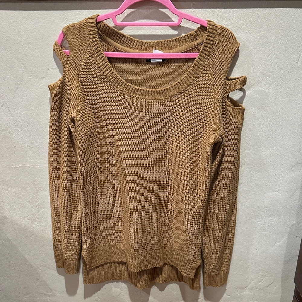 VENUS Off-the-Shoulder Tan Sweater